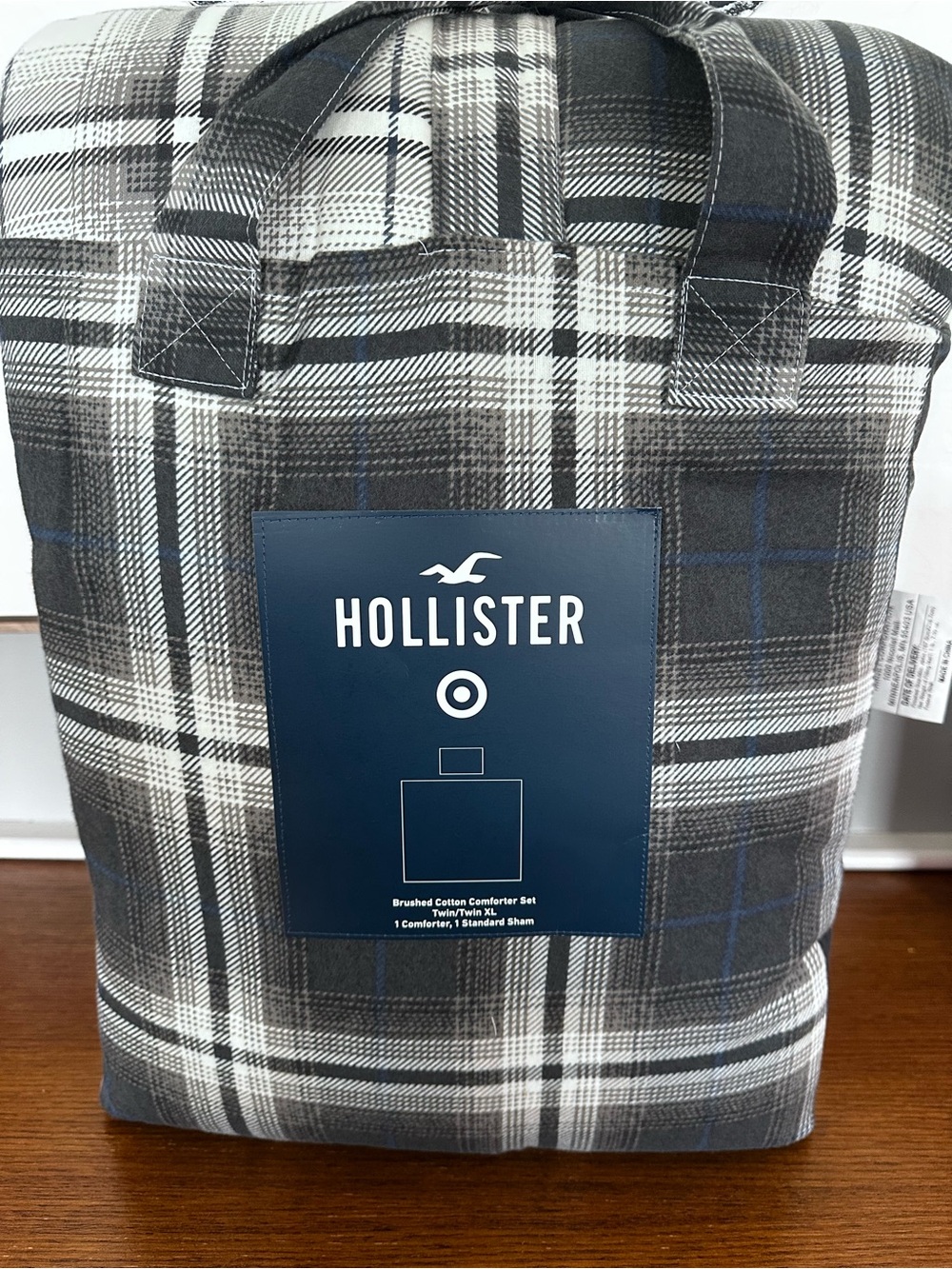 Hollister Gray, Black and White Plaid Travel Duffle